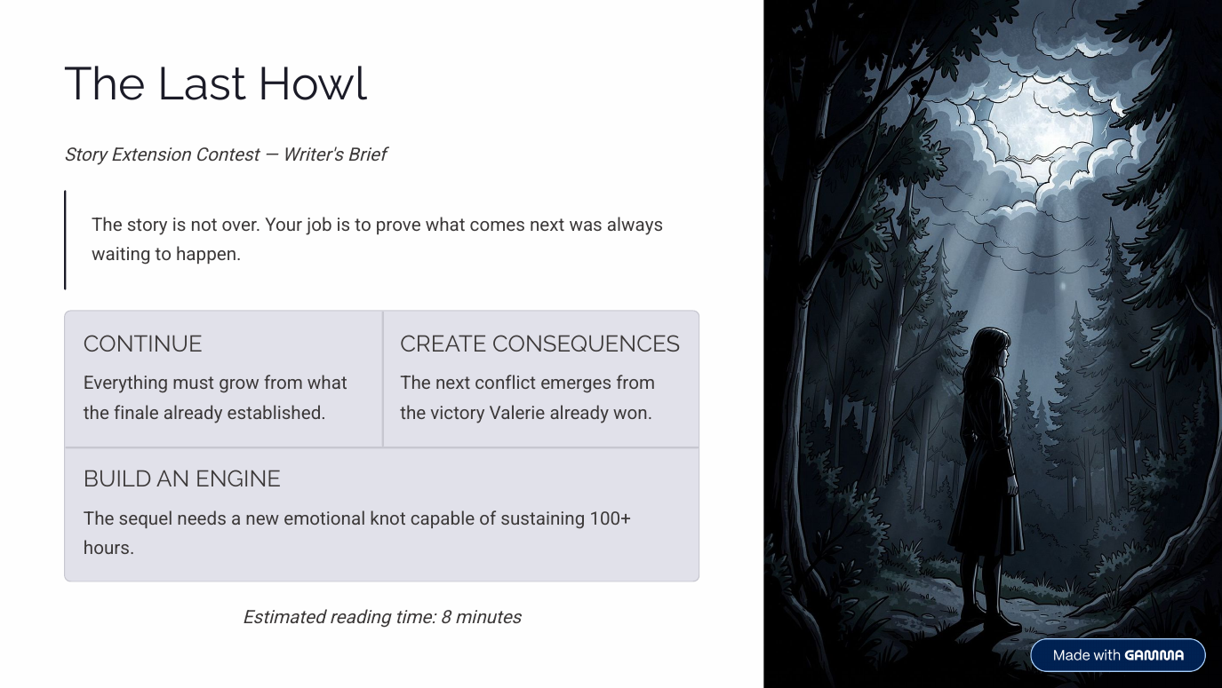 The Last Howl contest writing brief cover art